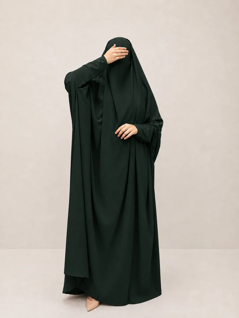 Hunter Green Jilbab With Plain Sleeves