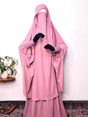 Pink Two Pc Jilbab With Skirt