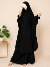 Black Two Pc Jilbab With Flower Sleeves