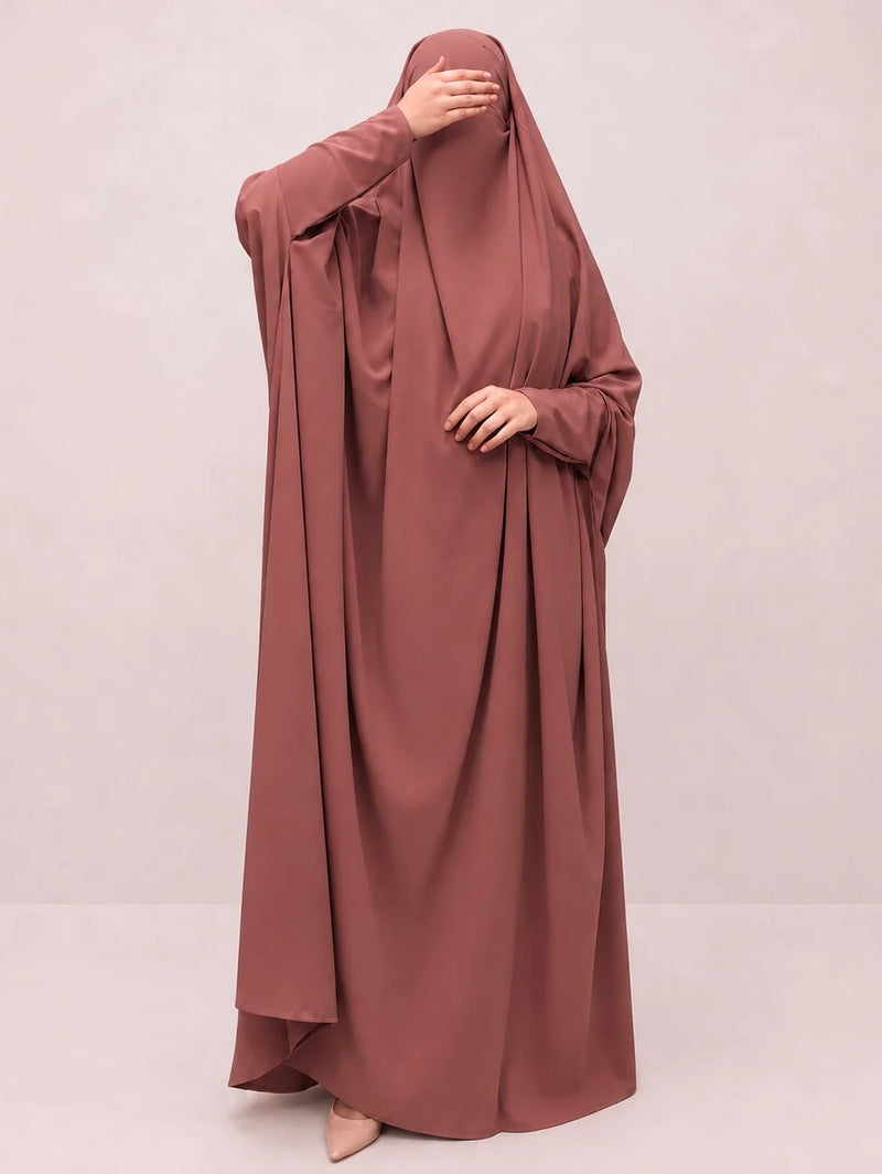 Pecan Jilbab With Plain Sleeves
