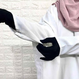 White Kaftan Abaya With Zip Sleeves