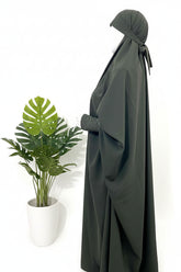Olive Jilbab With Plain Sleeves
