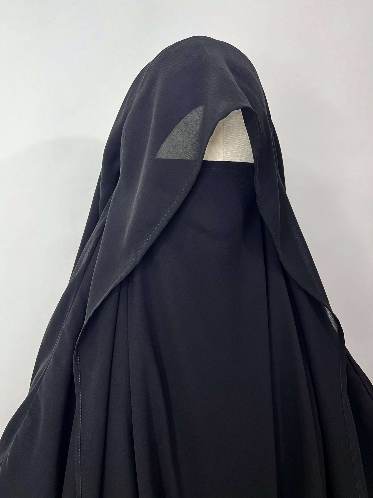 Black Two Layers Flap Diamond Khimar