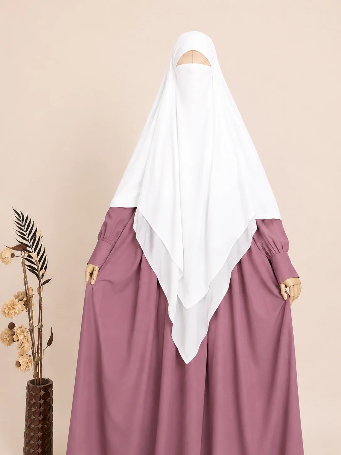 White two layer french khimar