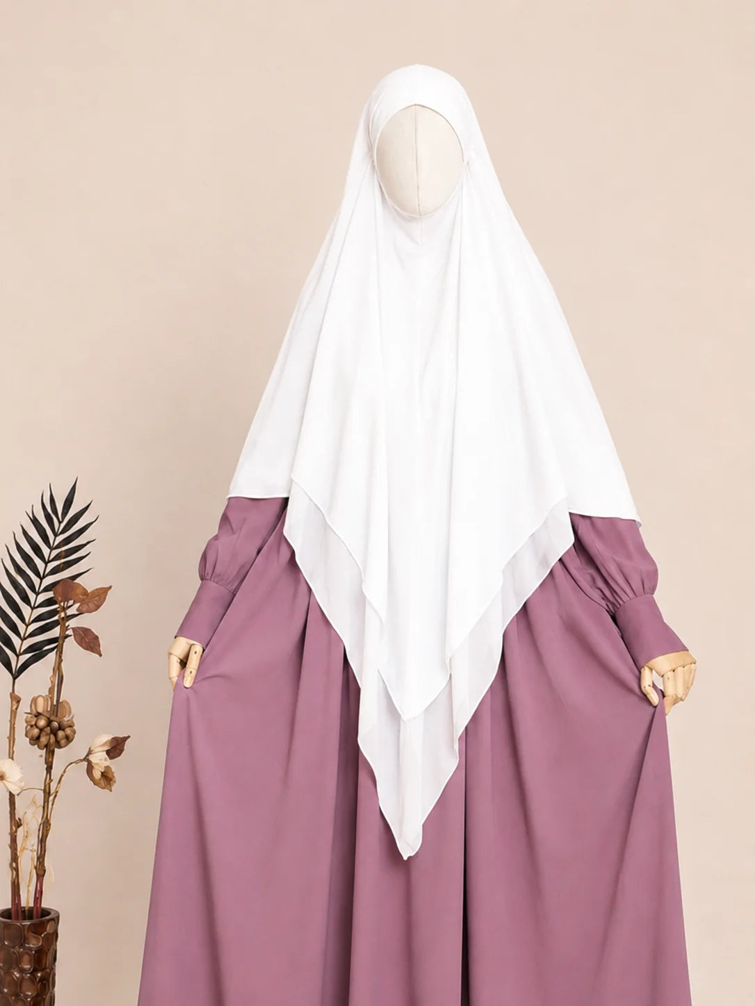 White two layer french khimar