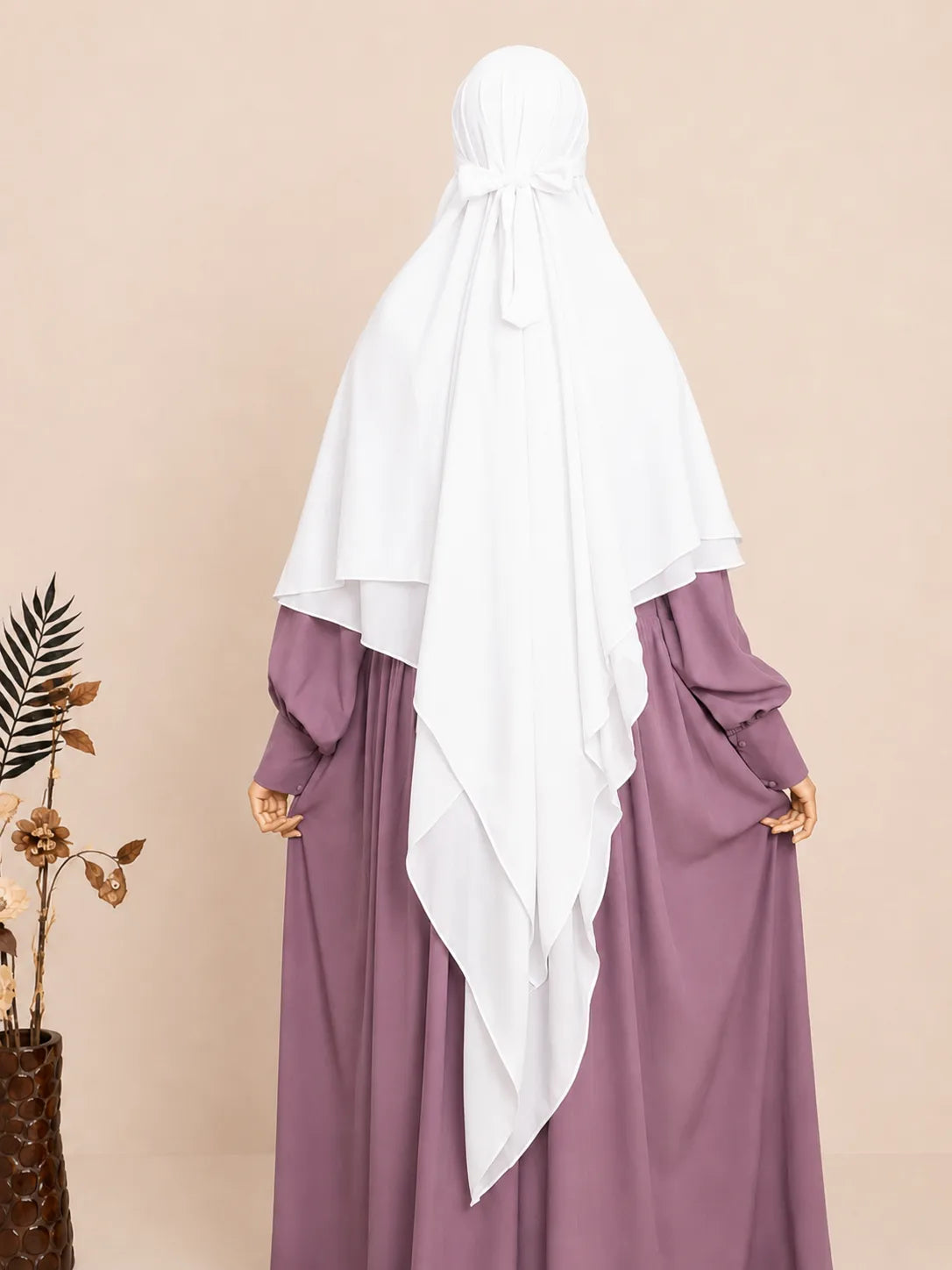 White two layer french khimar