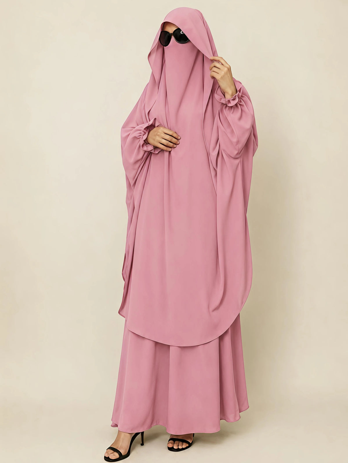 Pastel Pink Two Pc Jilbab With Flap