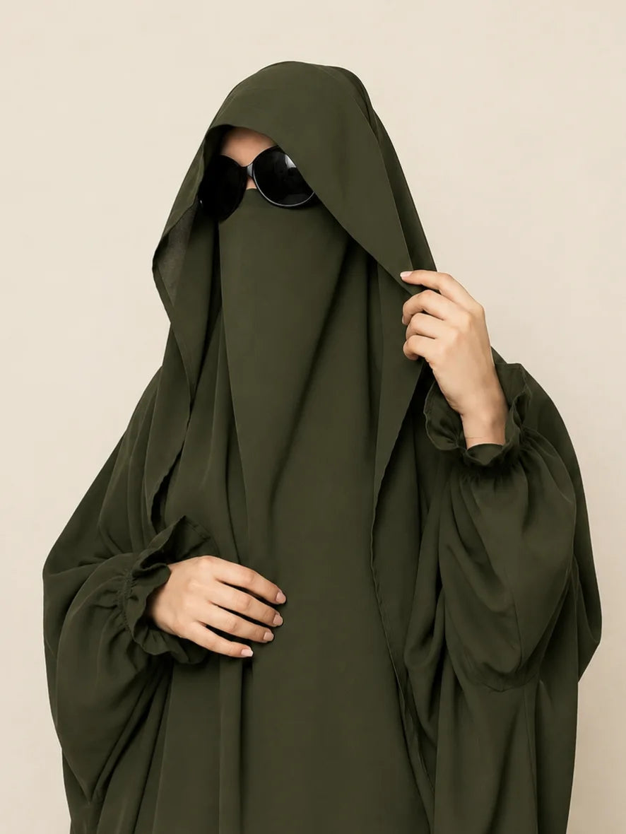 Olive Two Pc Jilbab With Flap