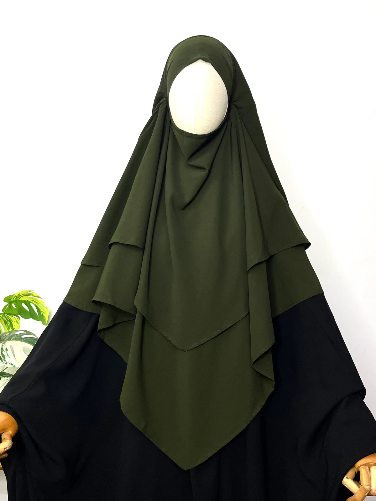 Olive Two Layers Diamond Khimar