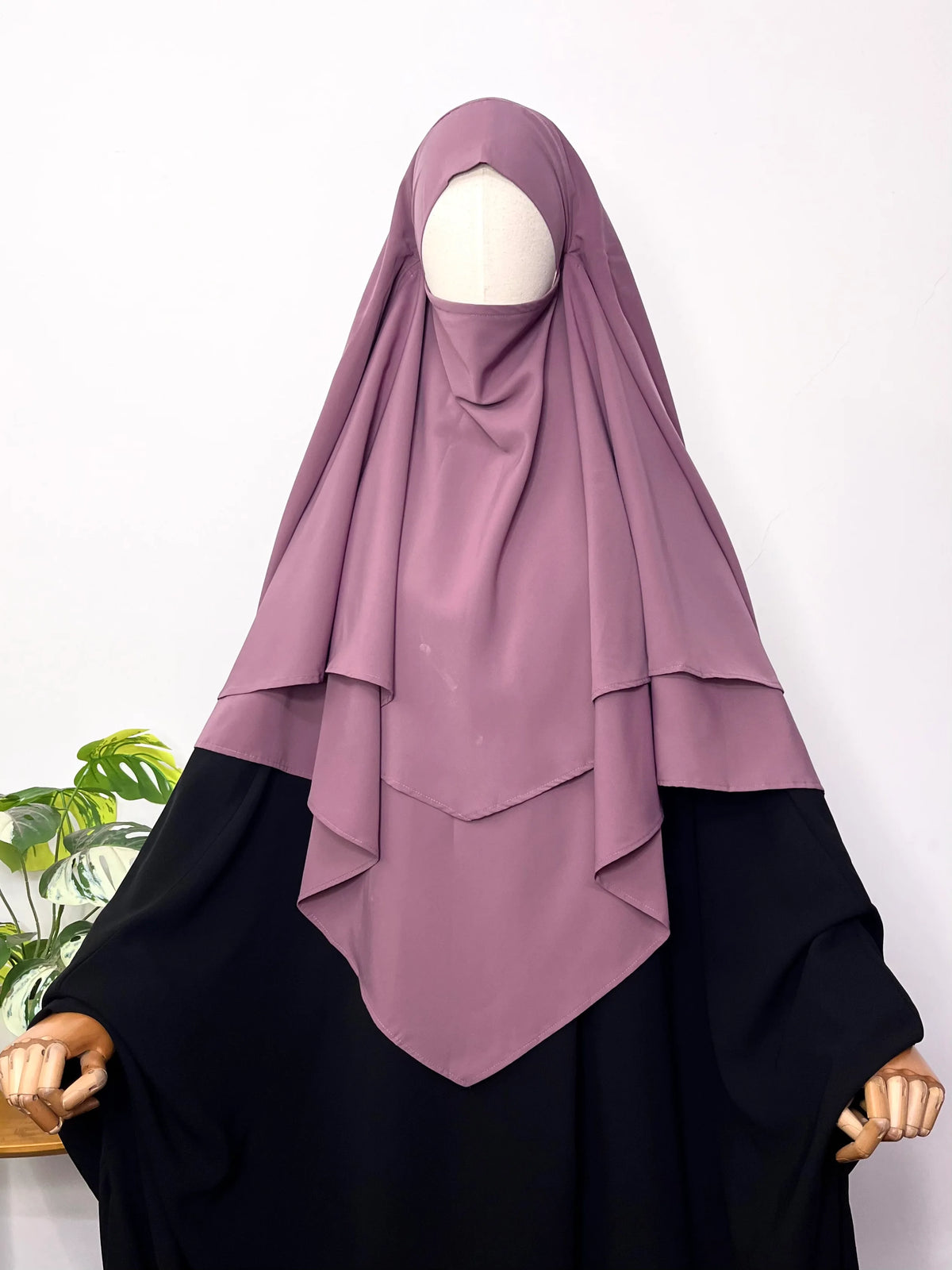 Dusty Mauve Two Layers Diamond Khimar