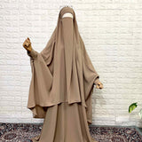Beige Butterfly Two Pc Jilbab Set