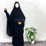 Black Two Pc Jilbab With Flower Sleeves
