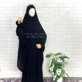 Black Two Pc Jilbab With Flower Sleeves