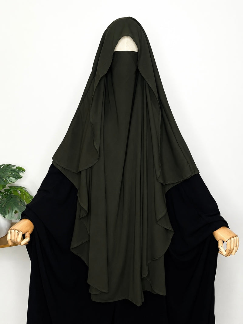 Olive Flap Round Khimar