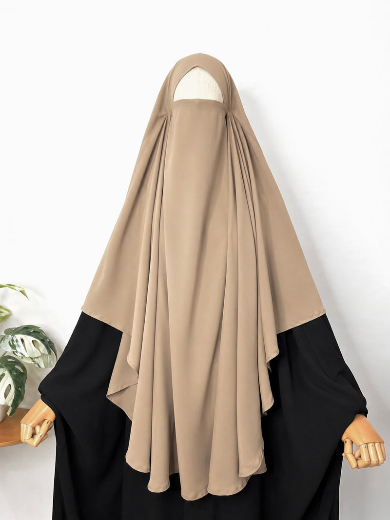 Beige Round Khimar