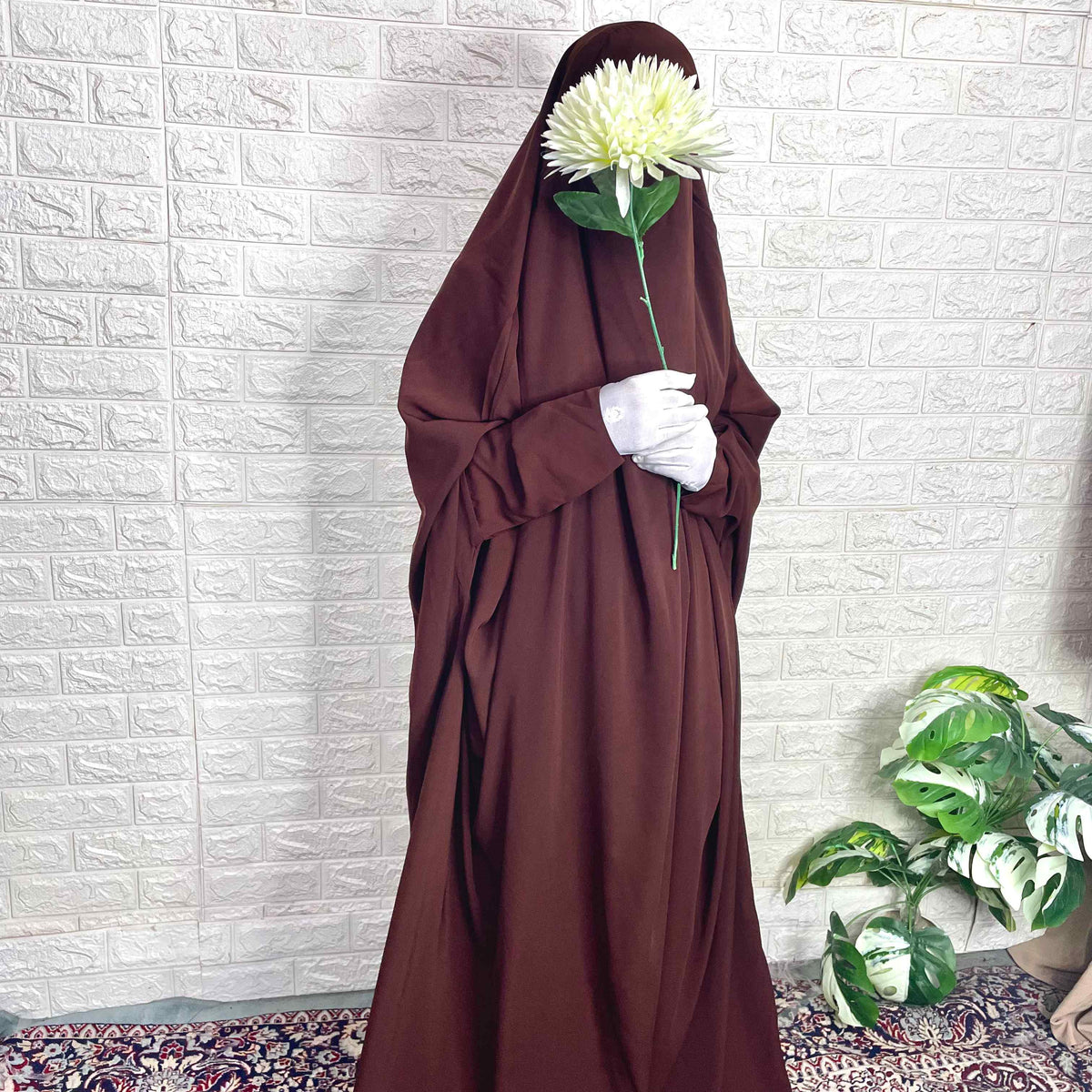 Brown Jilbab With Plain Sleeves