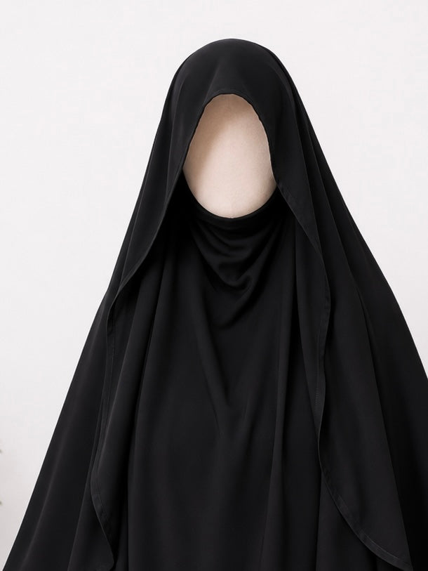 Black Flap Round Khimar