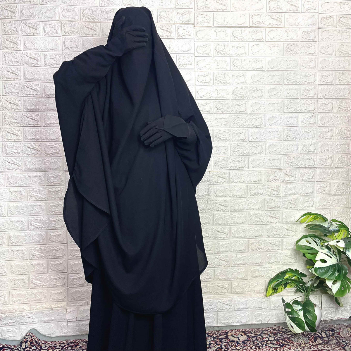 Black Two Pc Jilbab With Skirt