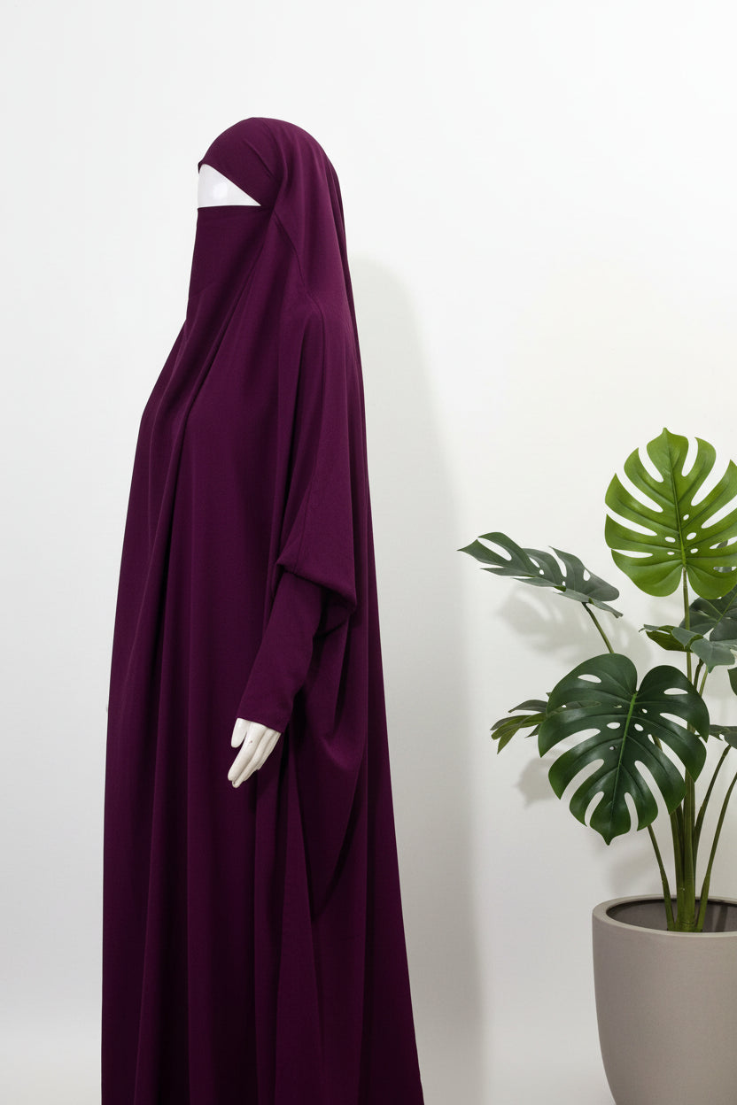 Plum Jilbab With Plain Sleeves