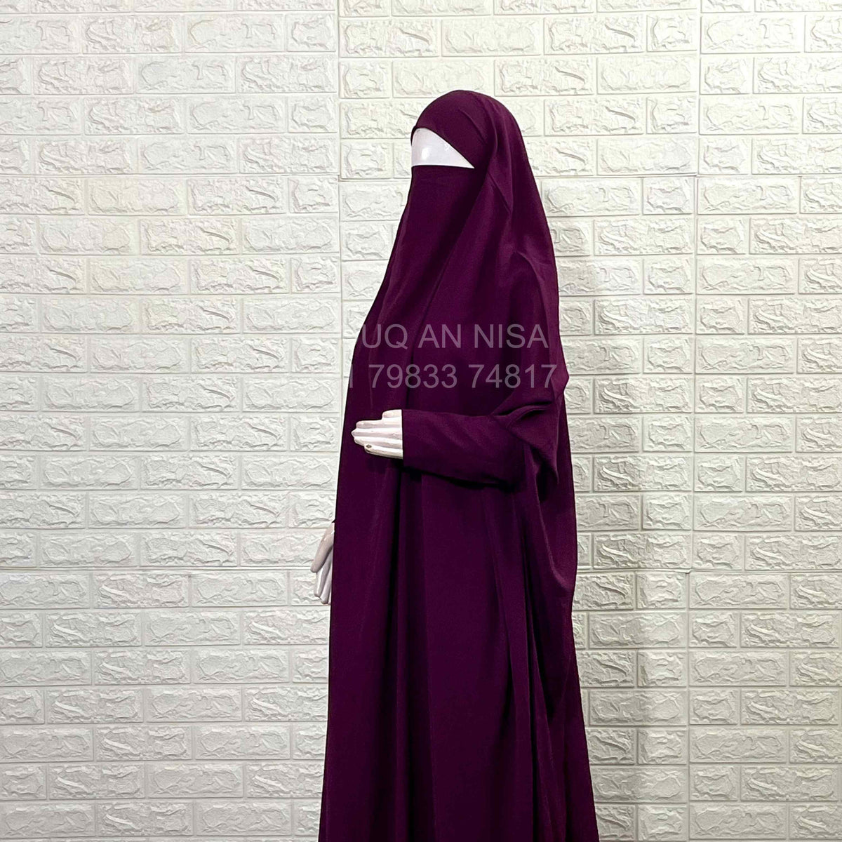 Plum Jilbab With Plain Sleeves