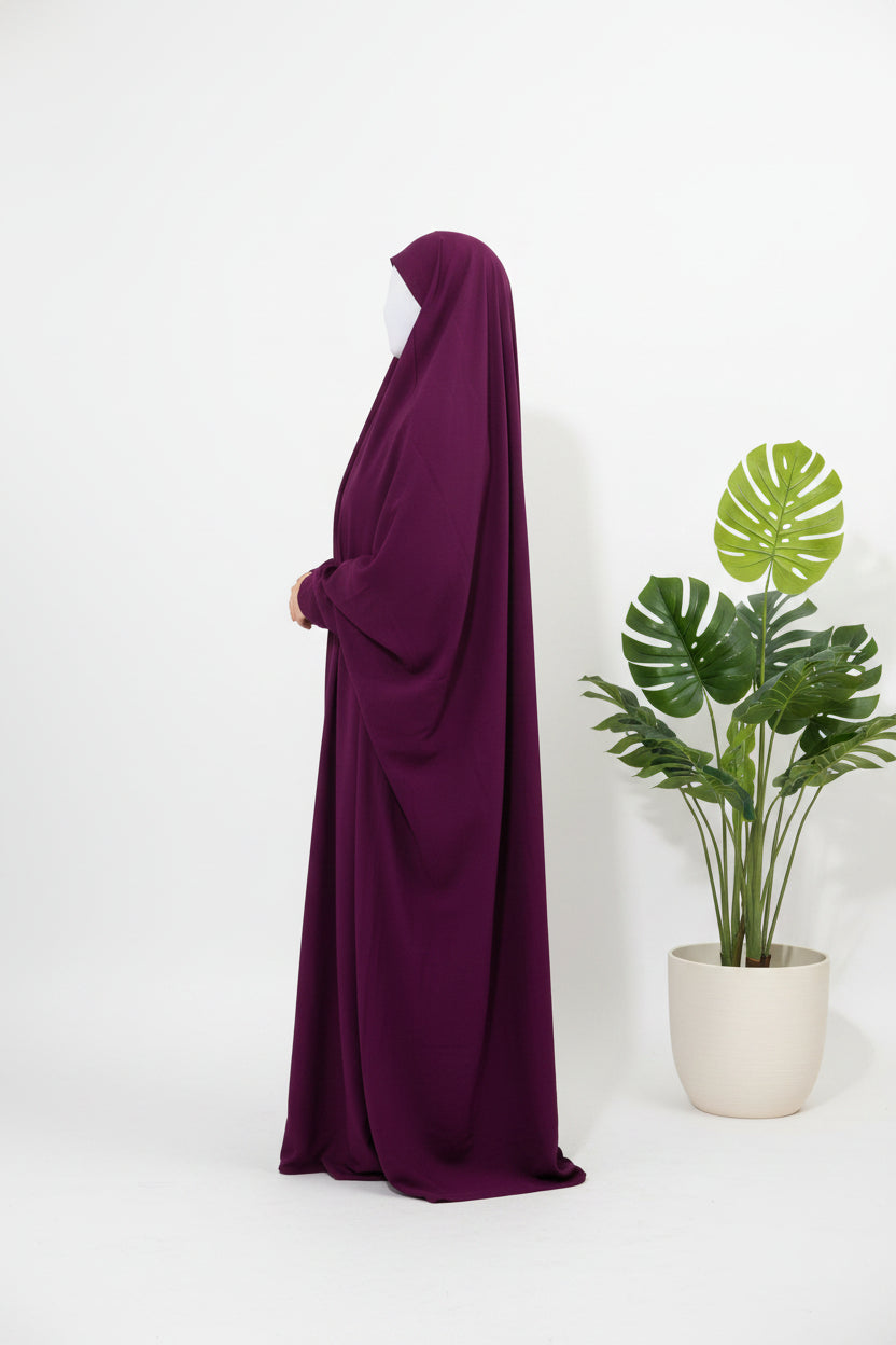 Plum Jilbab With Plain Sleeves
