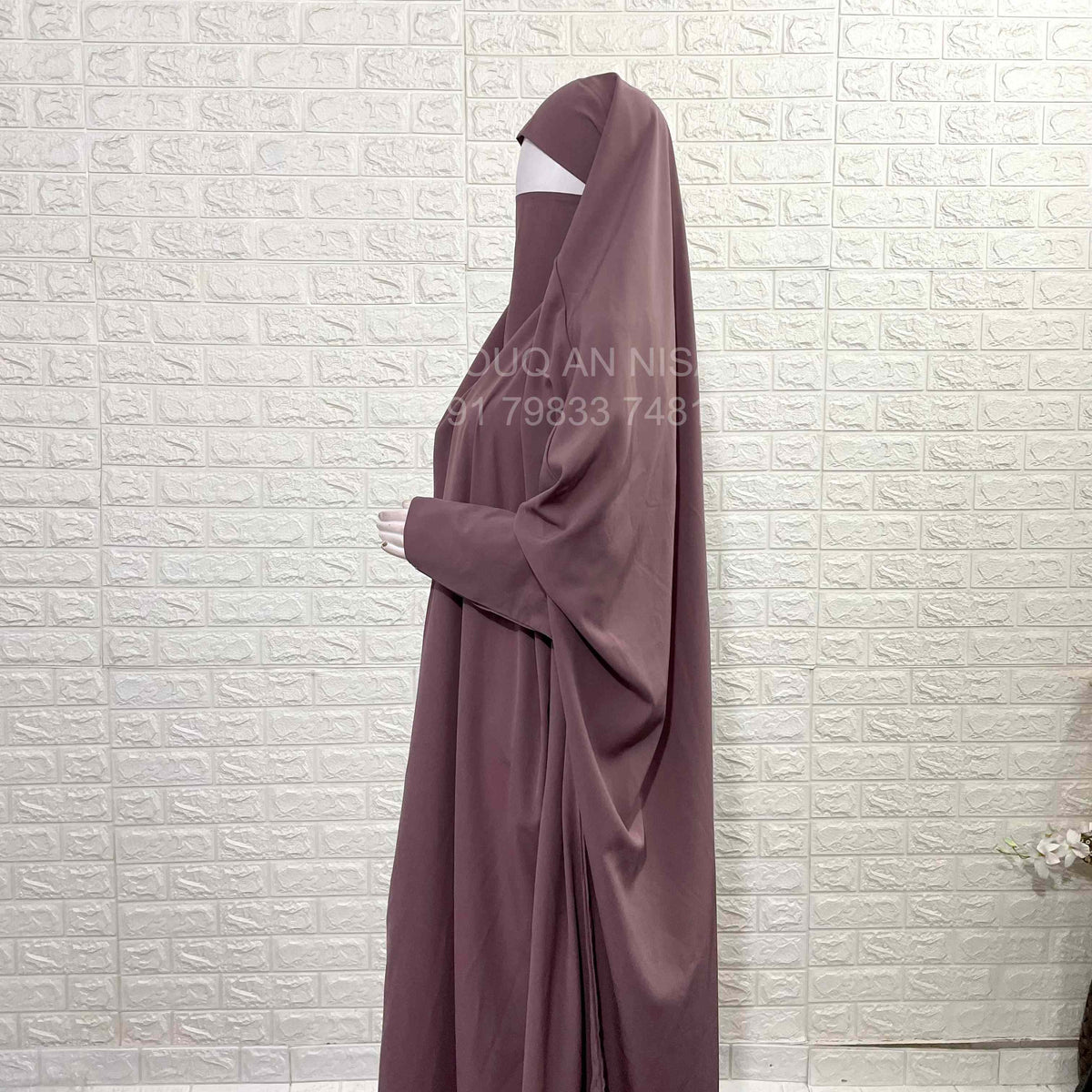 Dusty Mauve Jilbab With Plain Sleeves