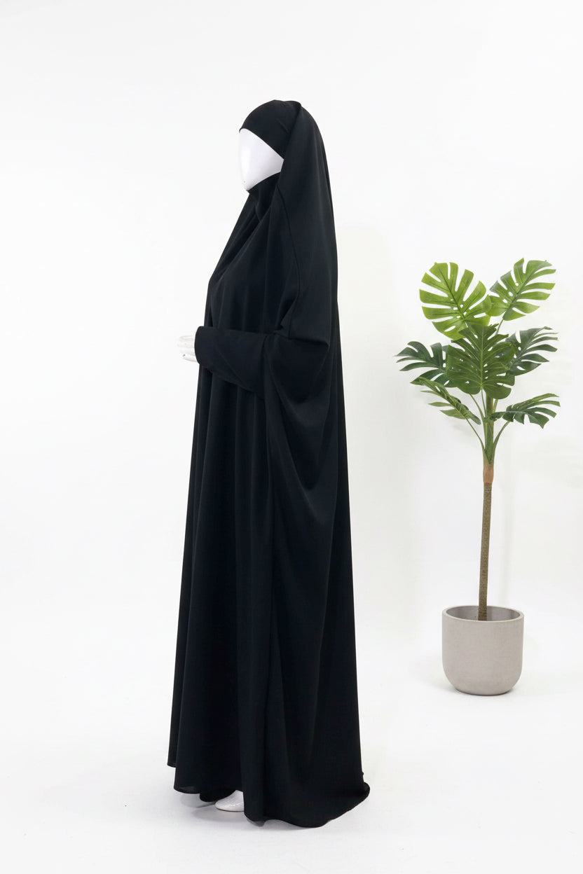Black Jilbab With Plain Sleeves