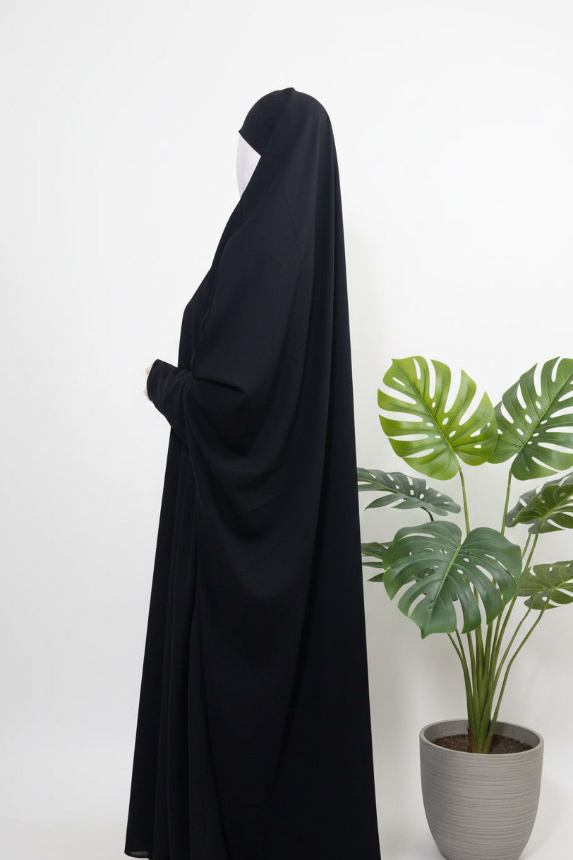 Black Jilbab With Plain Sleeves