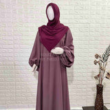 Dusty Mauve A line Abaya With Baggy Sleeves