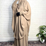 Beige Two Pc Jilbab With Skirt