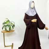 Brown basic abaya with baggy sleeves