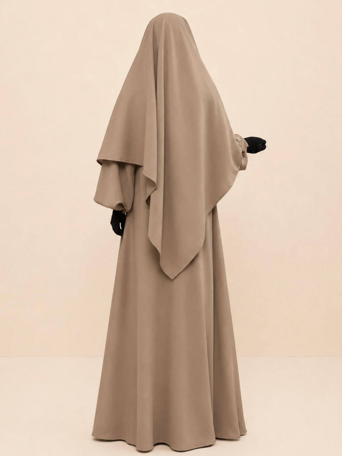 Beige Abaya Khimar Set