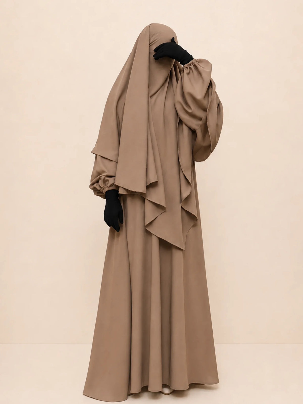 Beige Abaya Khimar Set