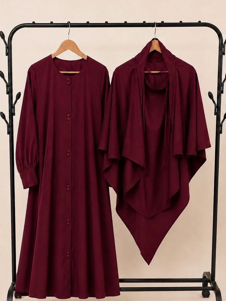 Maroon Abaya Khimar Set