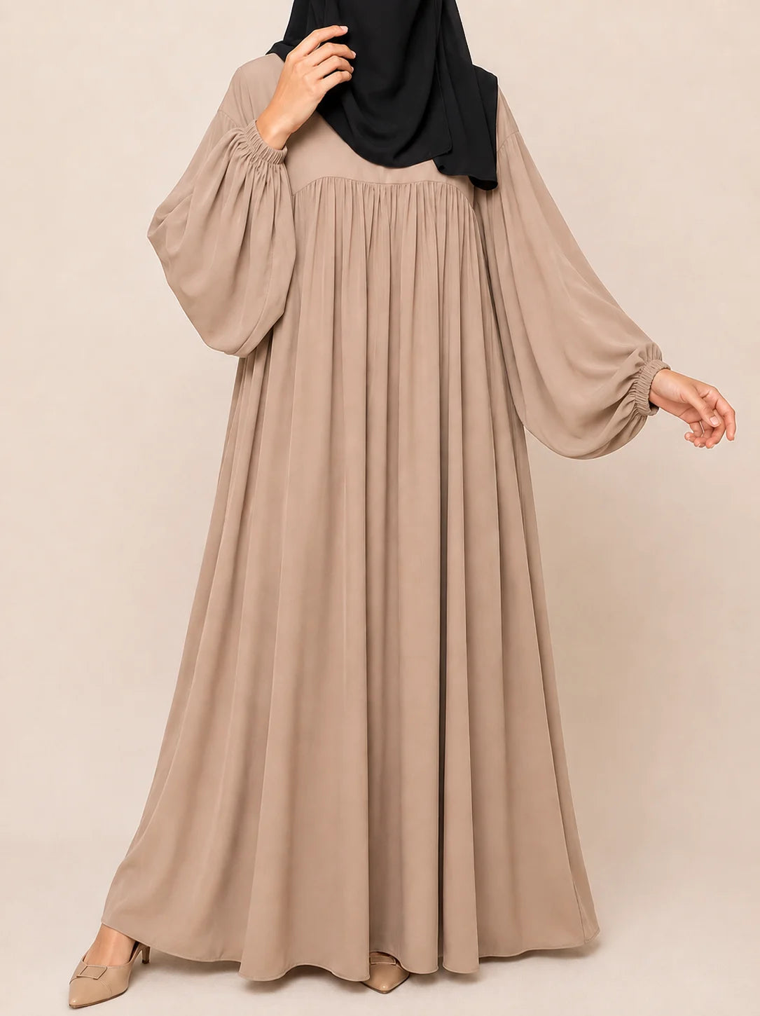 Contrast Abaya Khimar Set