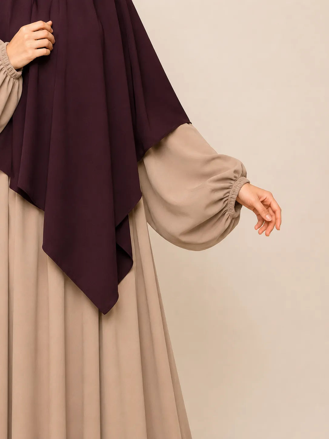 Contrast Abaya Khimar Set