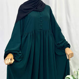 Hunter Green Frills Abaya With Baggy Sleeves