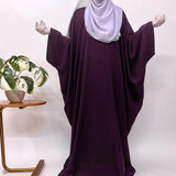 Plum Kaftan Abaya With Broad Sleeves
