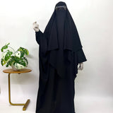 Black Kaftan Abaya Khimar Set