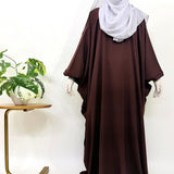 Brown Kaftan Abaya With Elastic Sleeves