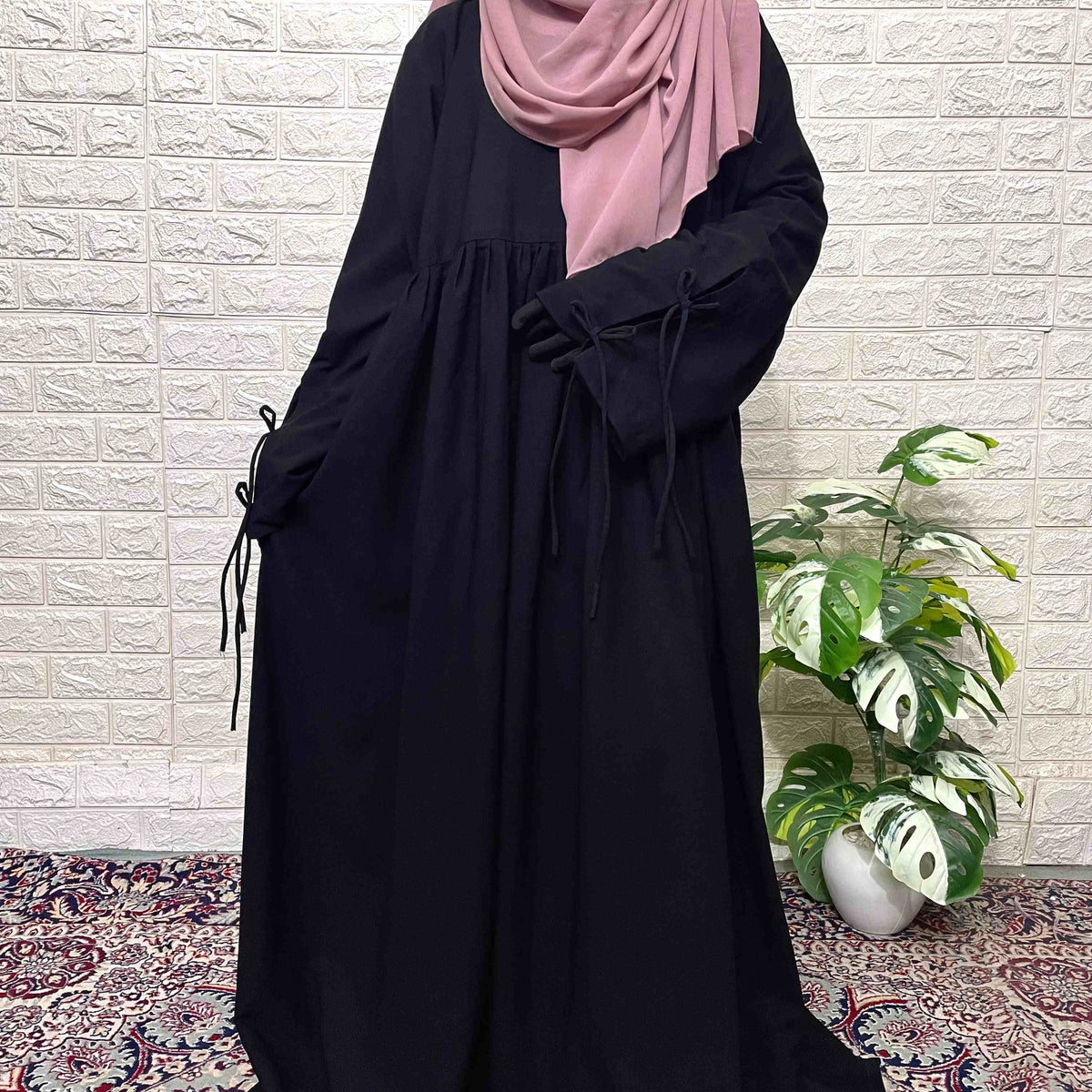 Black Tie Strings Abaya
