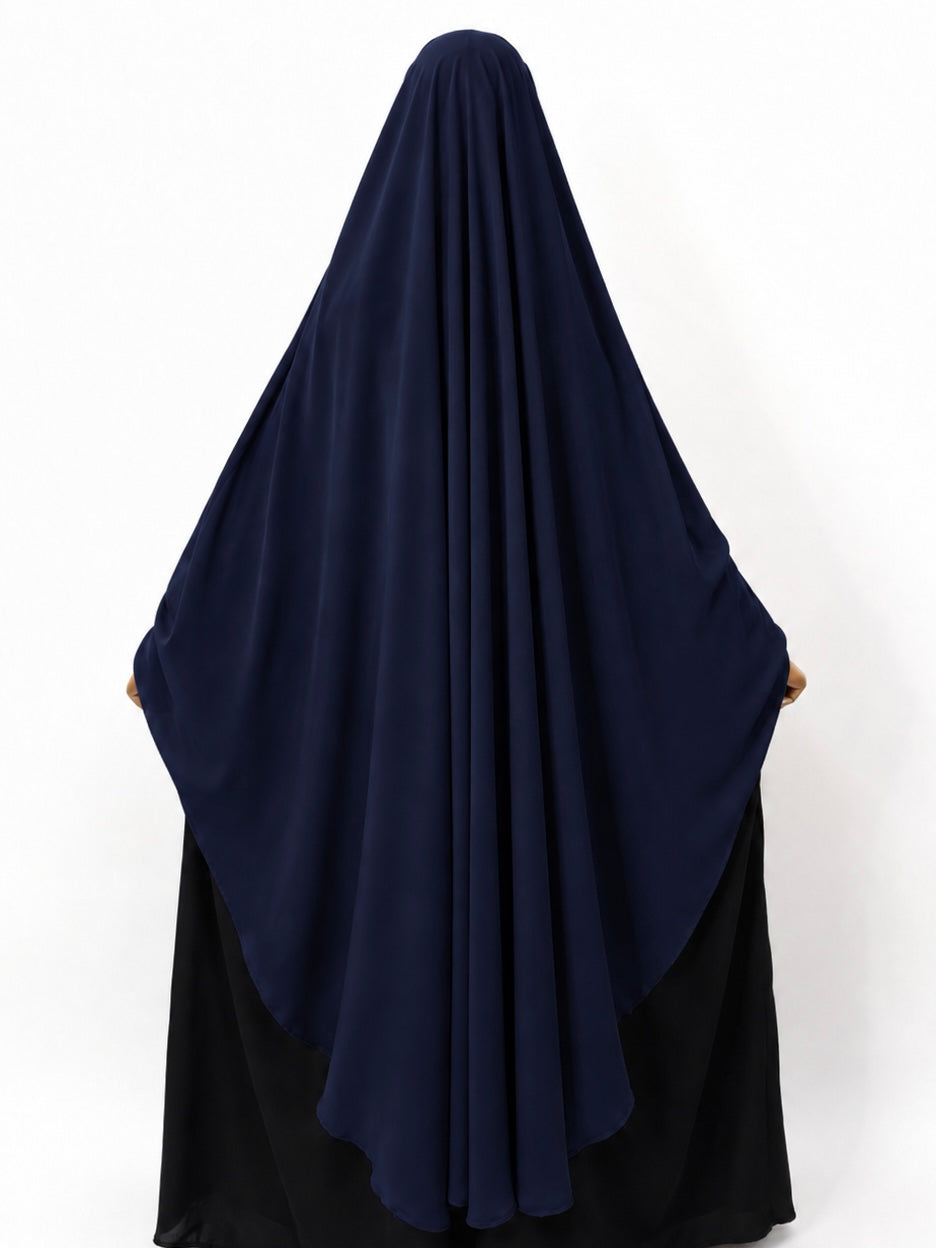 Navy Blue Awrah Khimar With Flap