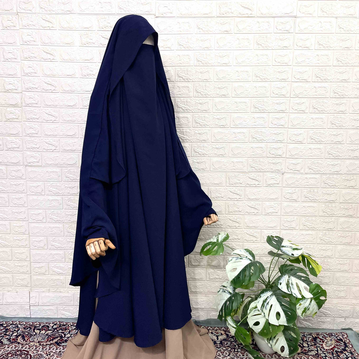 Navy Blue Awrah Khimar With Flap