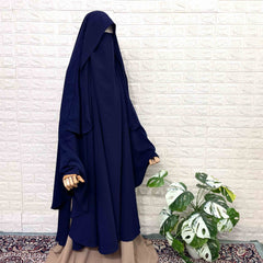 Navy Blue Awrah Khimar With Flap