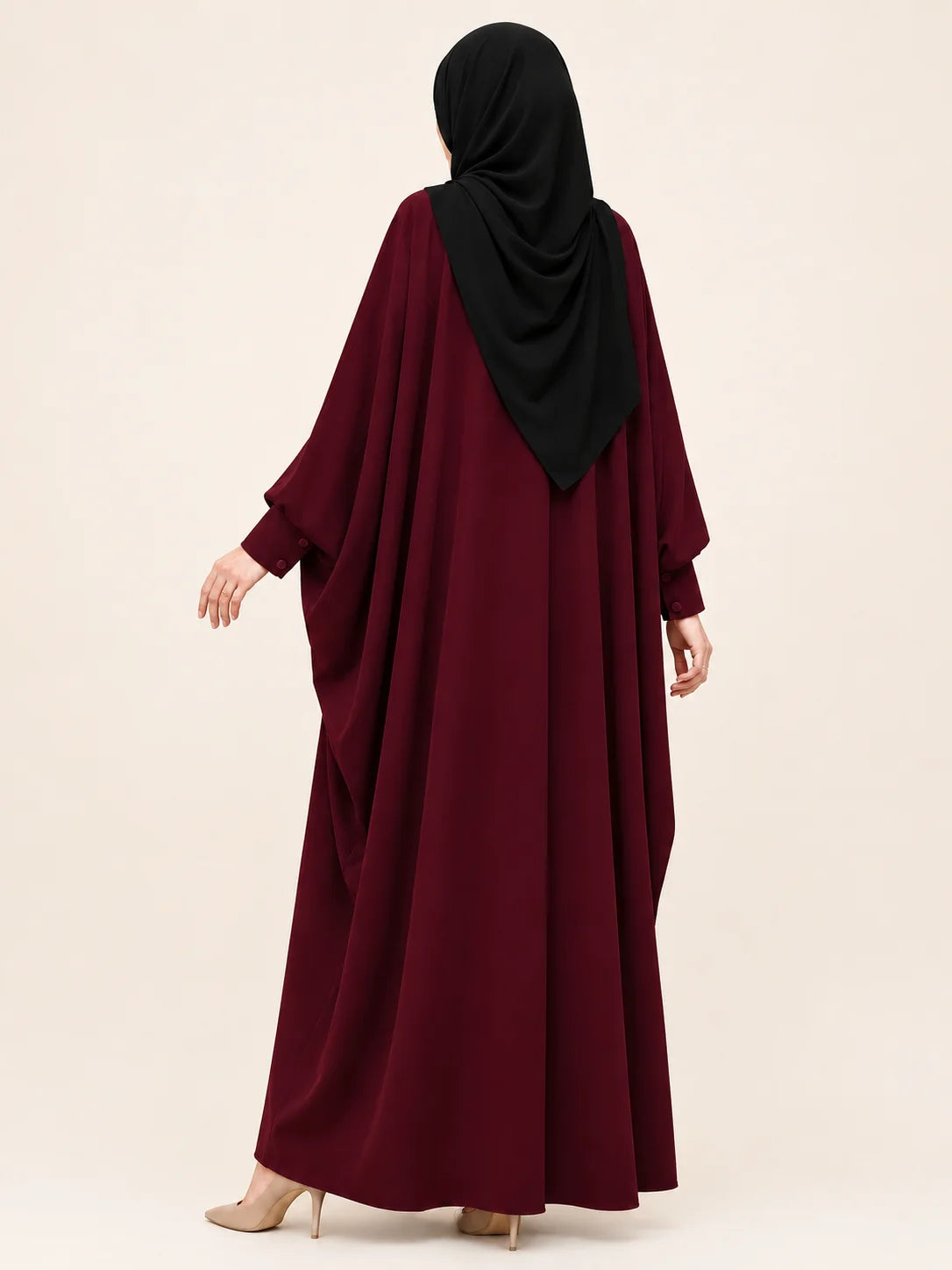 Maroon Front Open Kaftan Abaya