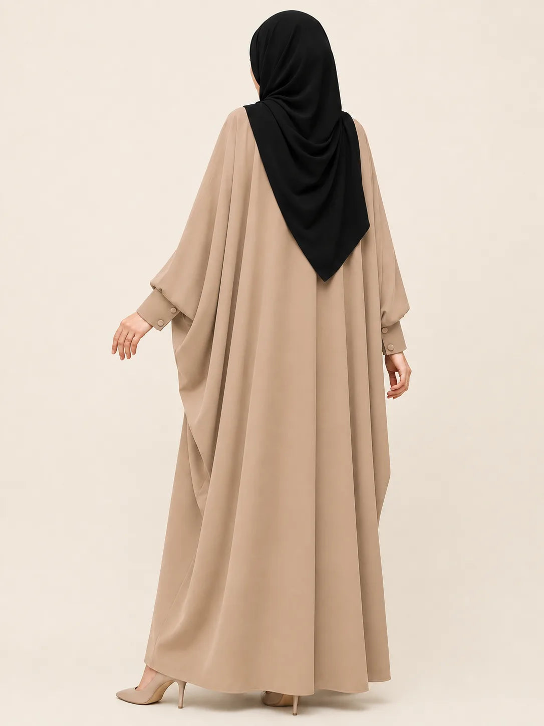 Beige Front Open Kaftan Abaya