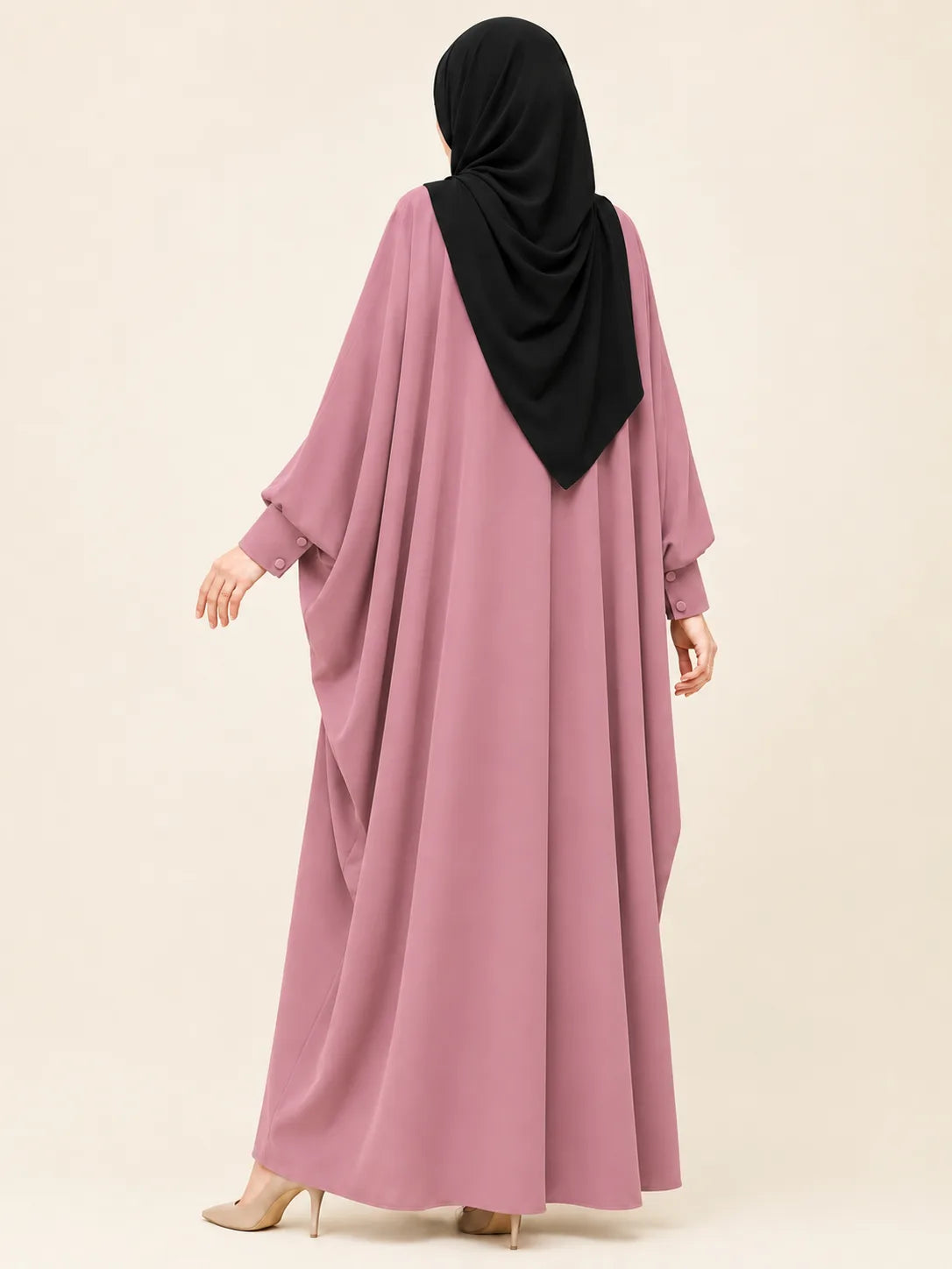 Pastel Pink Front Open Kaftan Abaya