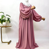 Pastel Pink Frills Abaya With Baggy Sleeves