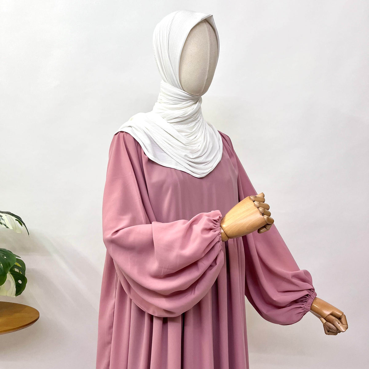 Pastel Pink Frills Abaya With Baggy Sleeves
