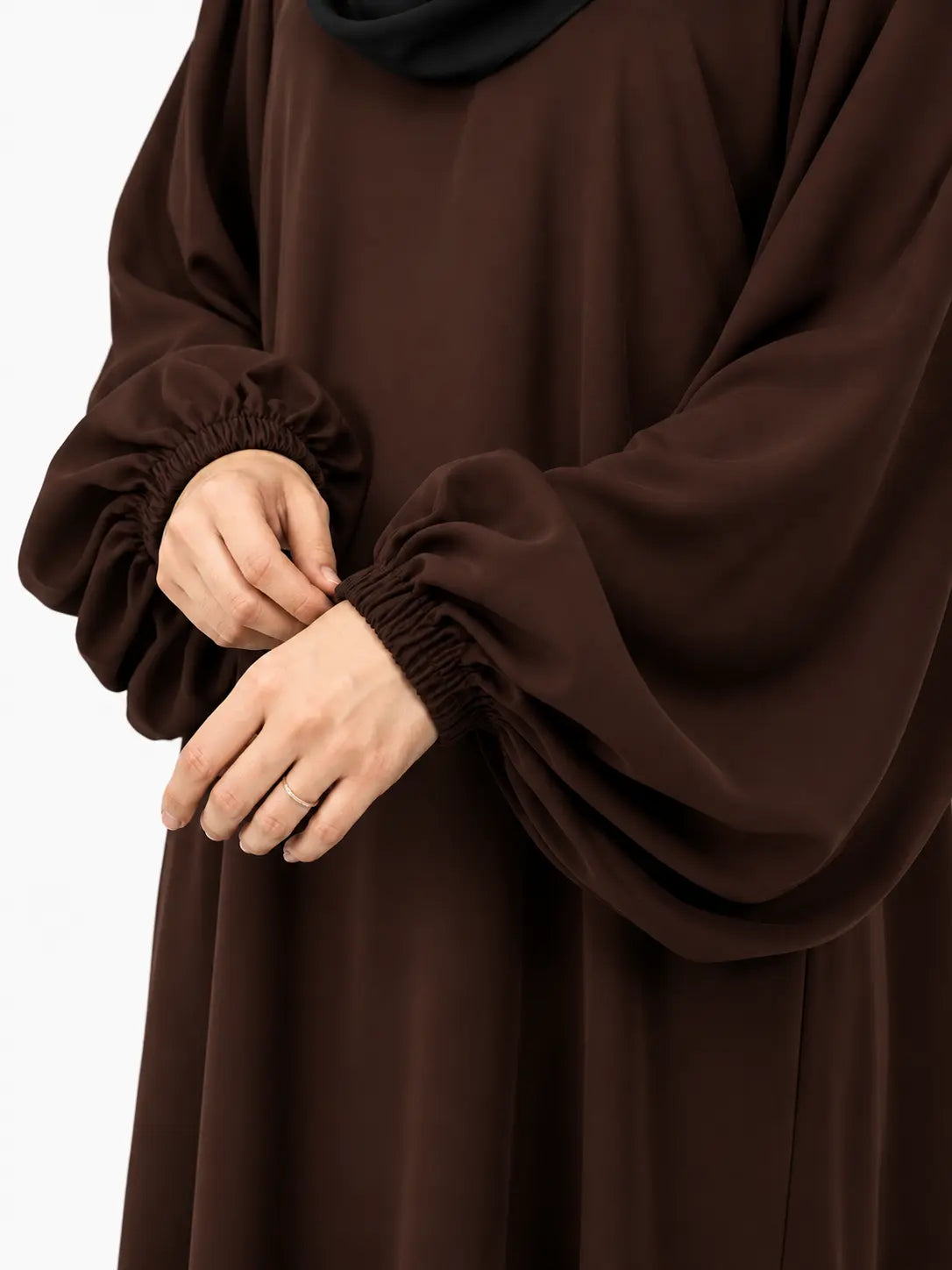 Brown Basic Abaya With Baggy Sleeves